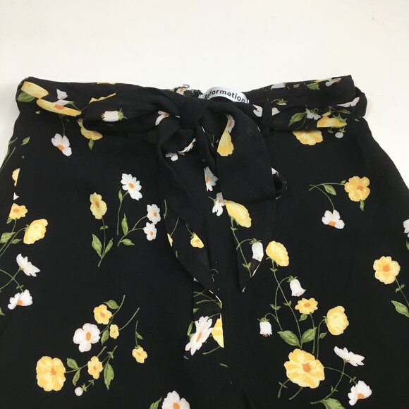 REFORMATION Piazza Black Floral Print Belted Wide Leg Palazzo Culotte Pant - Picture 7 of 13
